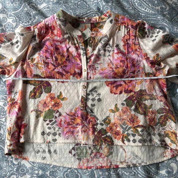 NWT Anthropologie Pilcro Cropped Surf Floral Blouse Medium - Picture 8 of 9
